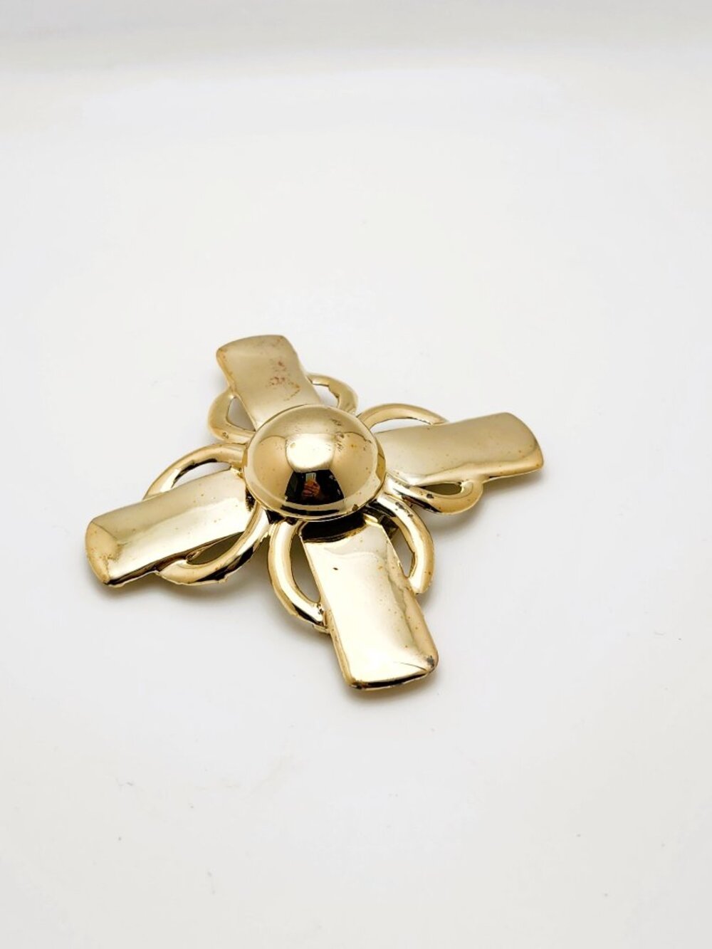 Vintage Oversized Gold Tone Belt Buckle Slide 4" Statement Geometric Retro
